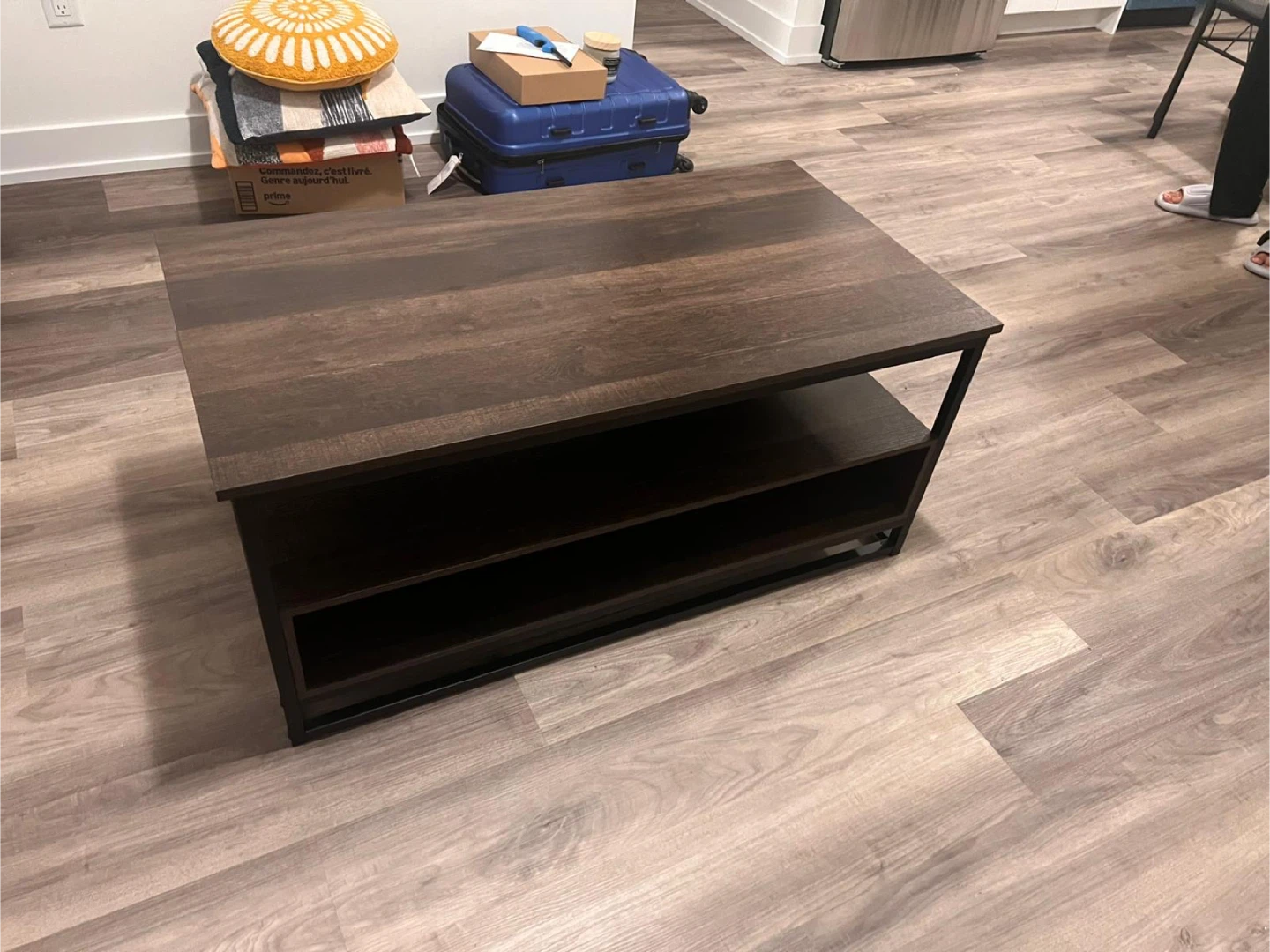 Brown Wood Coffee Table with Shelf