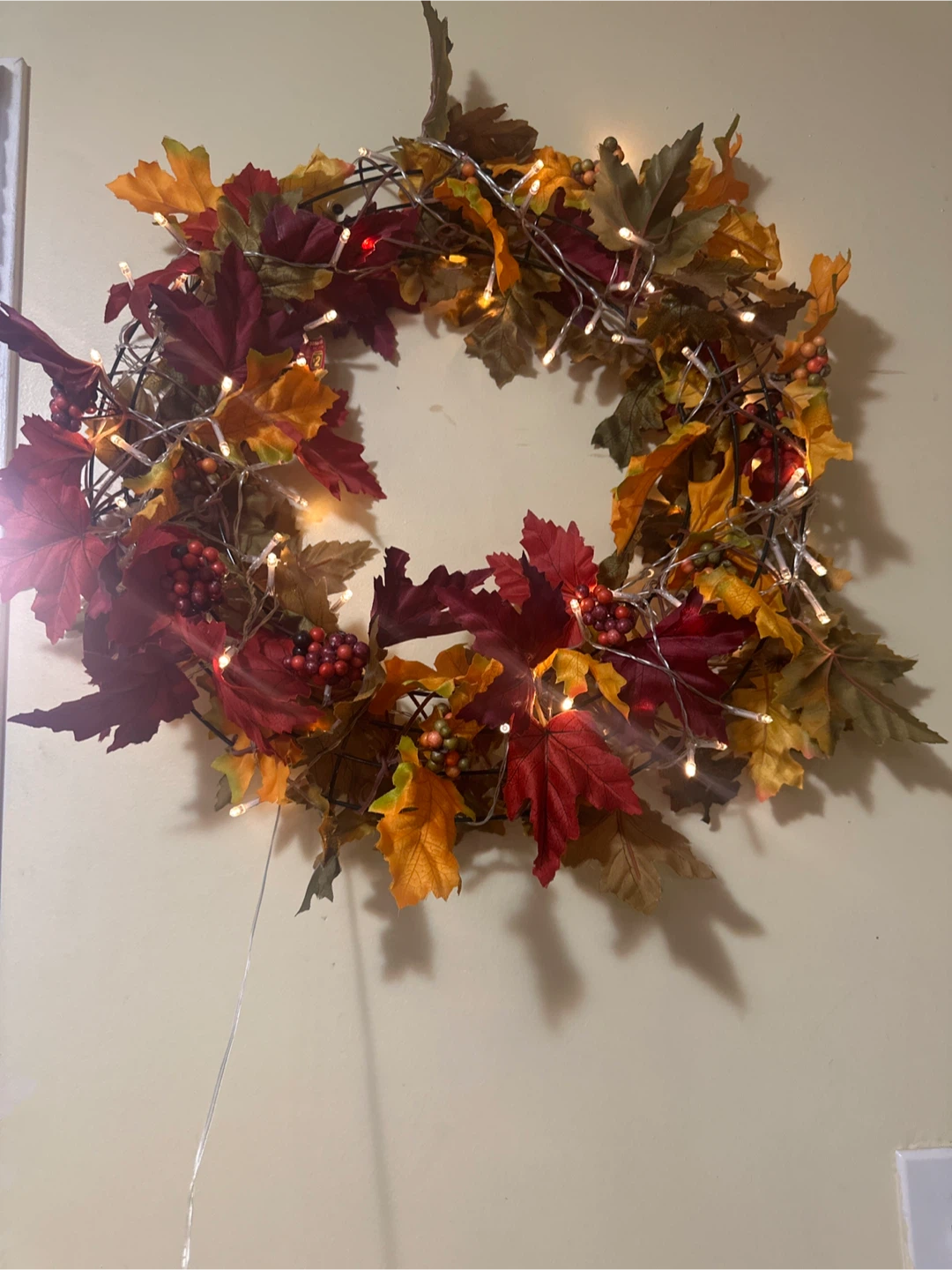Fall Leaves Wreath with Lights