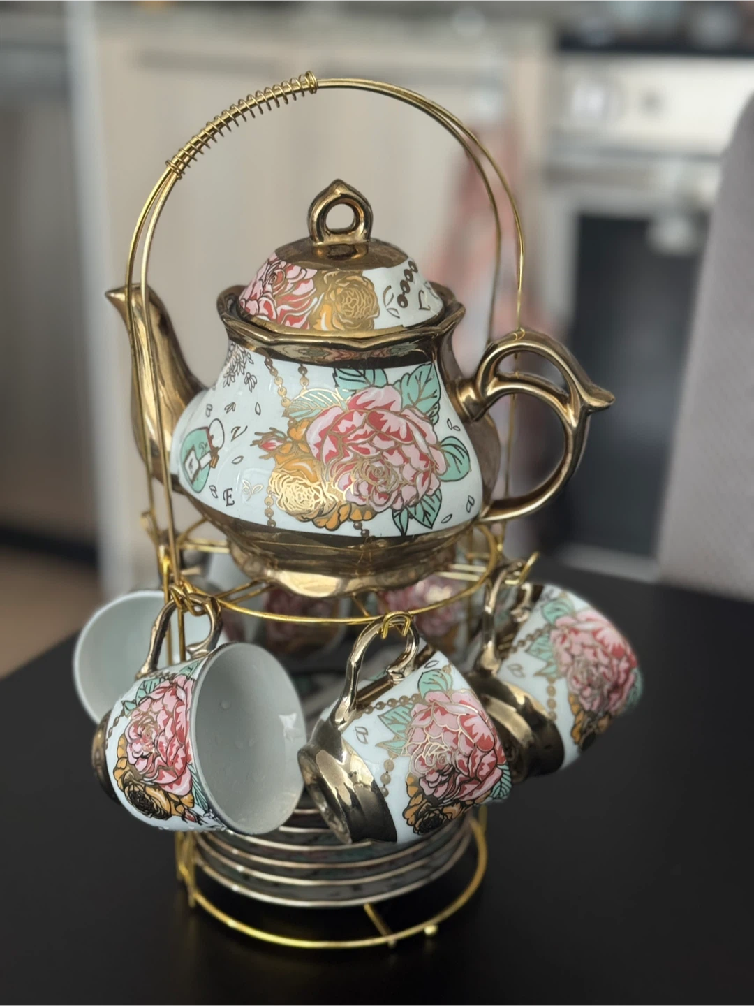 Floral British Tea Set with Stand - photo 4
