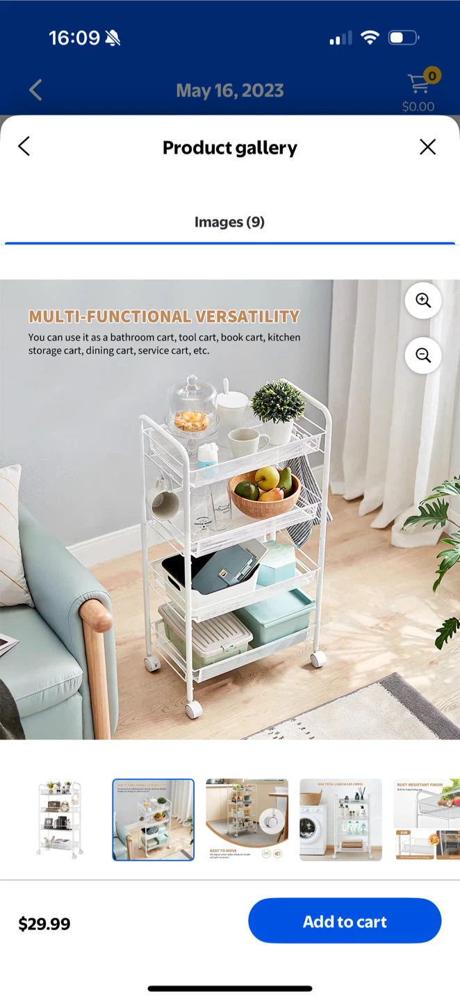 Rolling Utility Cart - White - photo 3