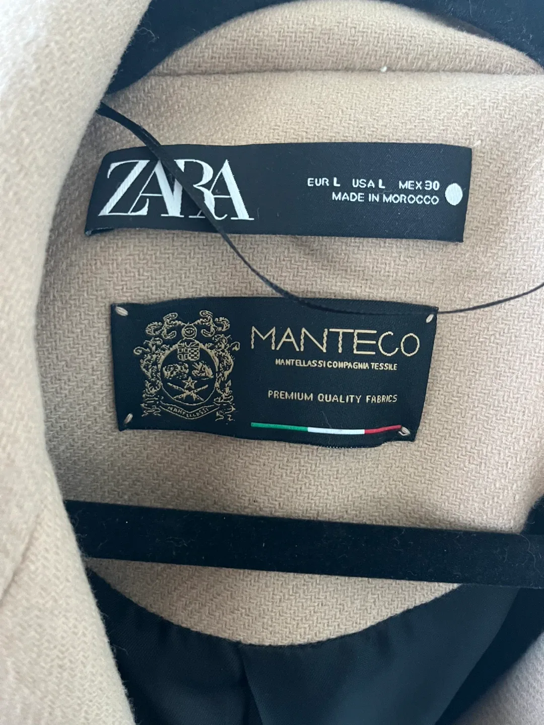 Zara Manteco Wool Blend Coat - Size L image indicator(3)