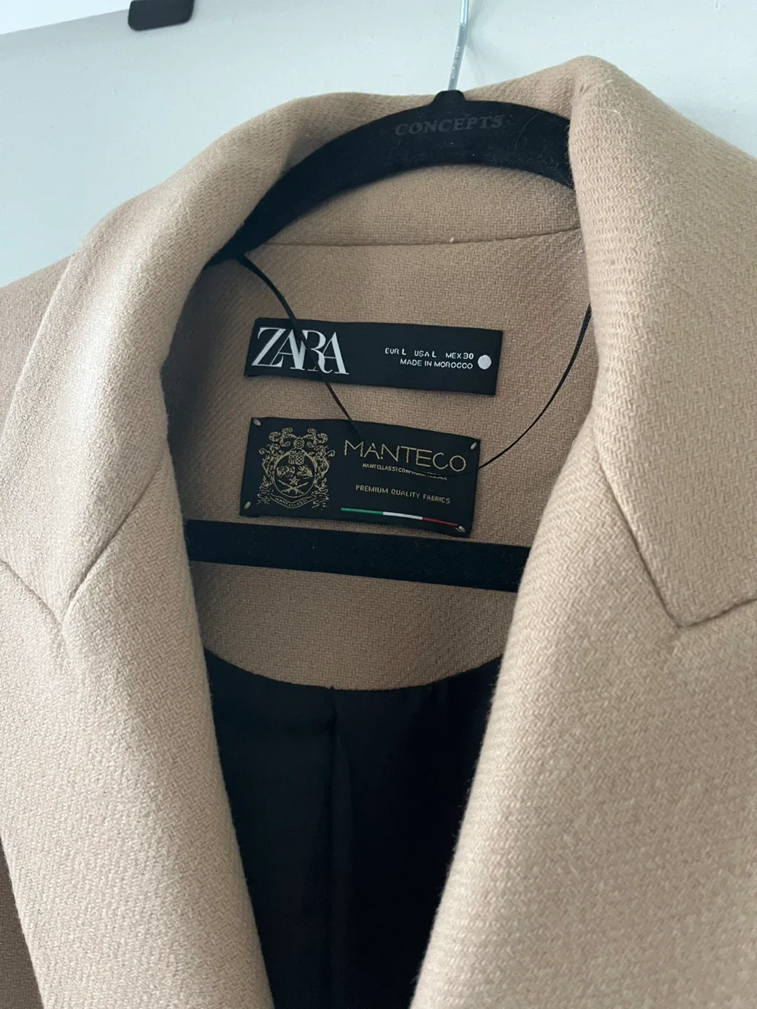 Zara Manteco Wool Blend Coat - Size L image indicator(5)