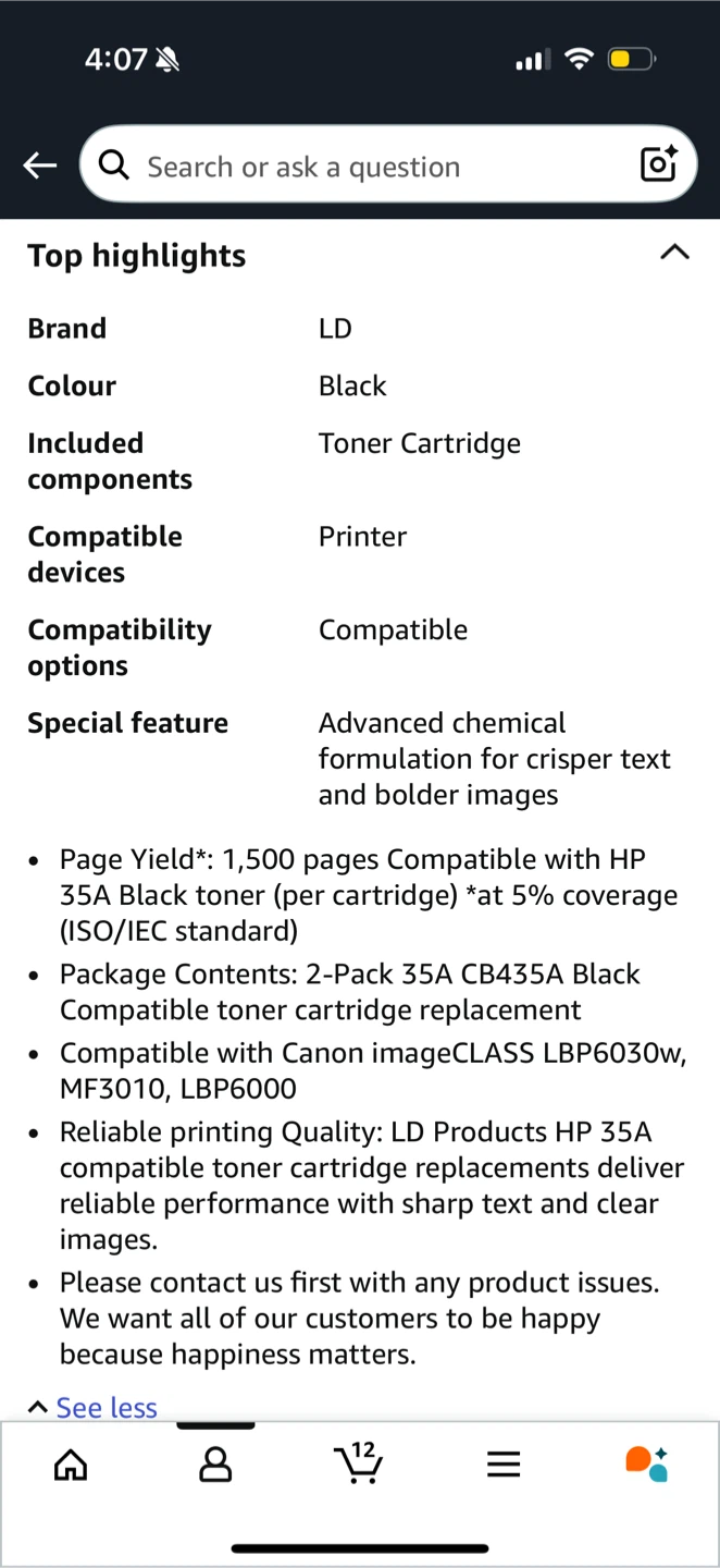 LD 35A Black Toner Cartridge (ONLY 1) compatible with HP - photo 3
