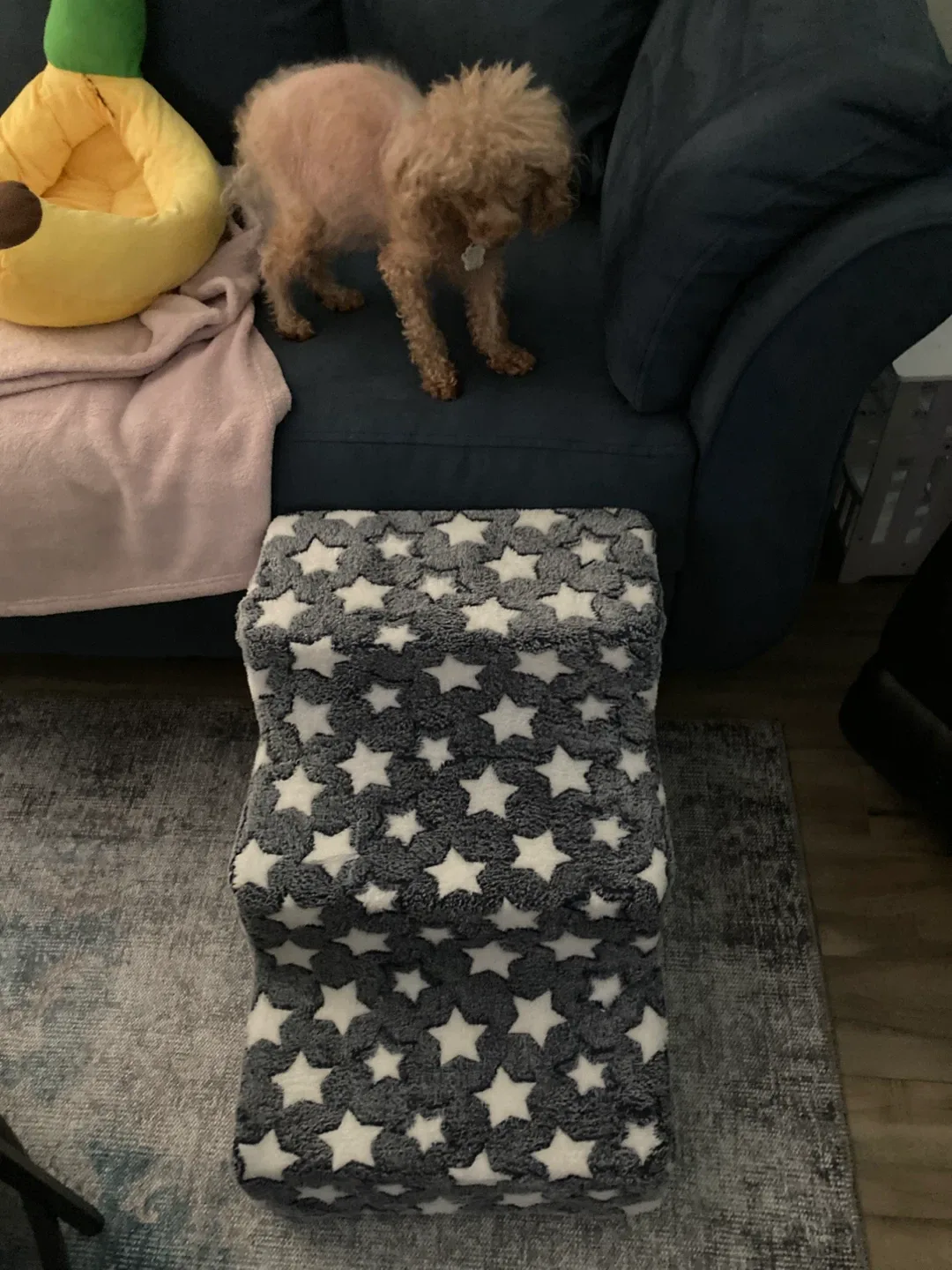 Pet stairs - Grey with White Stars thumbnail