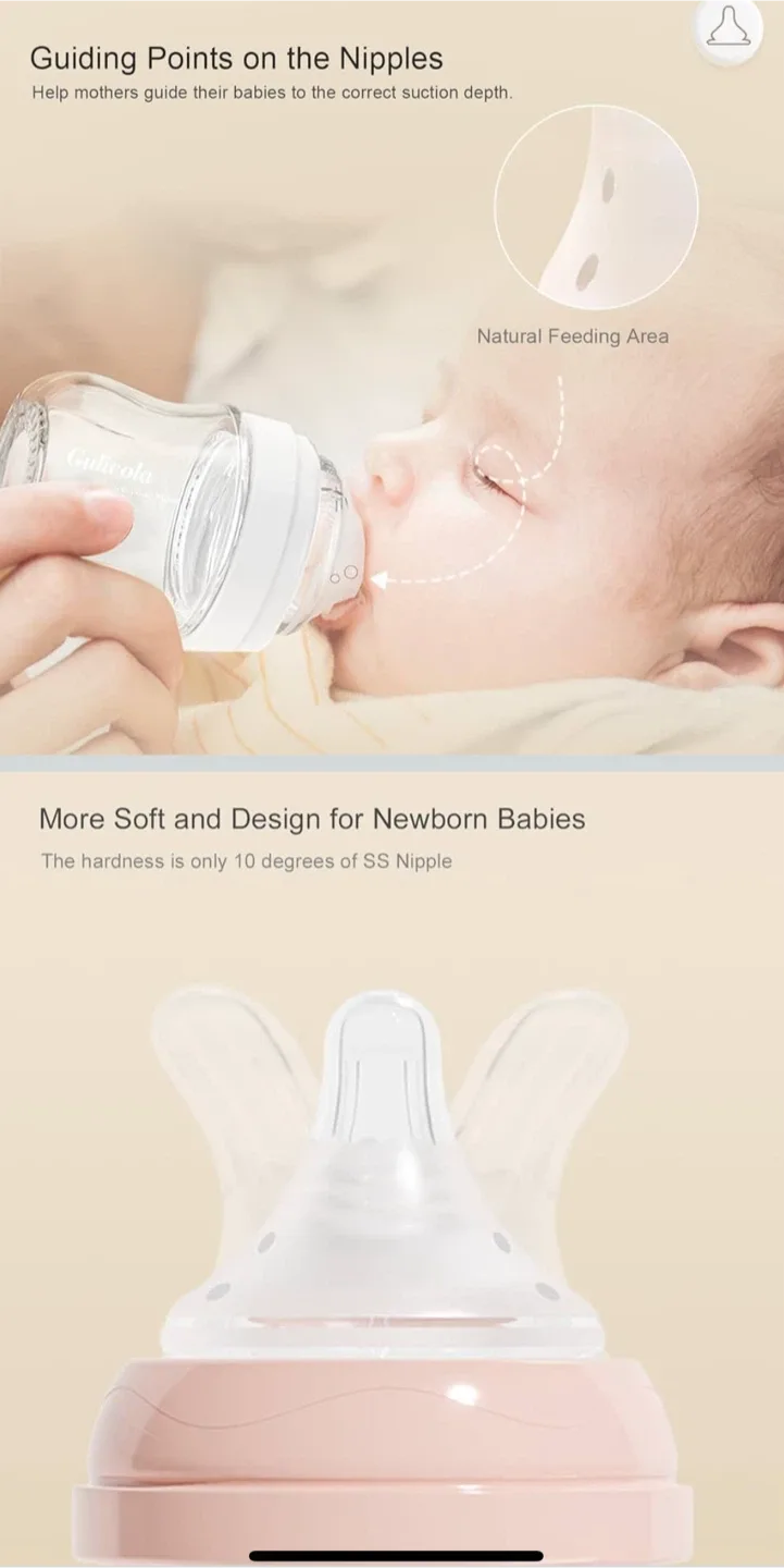 Gulicola 8oz Glass Baby Bottles (Set of 6) image indicator(5)