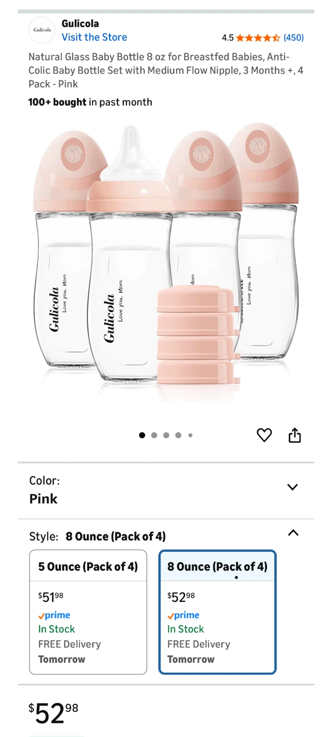 Gulicola 8oz Glass Baby Bottles (Set of 6) - photo 3