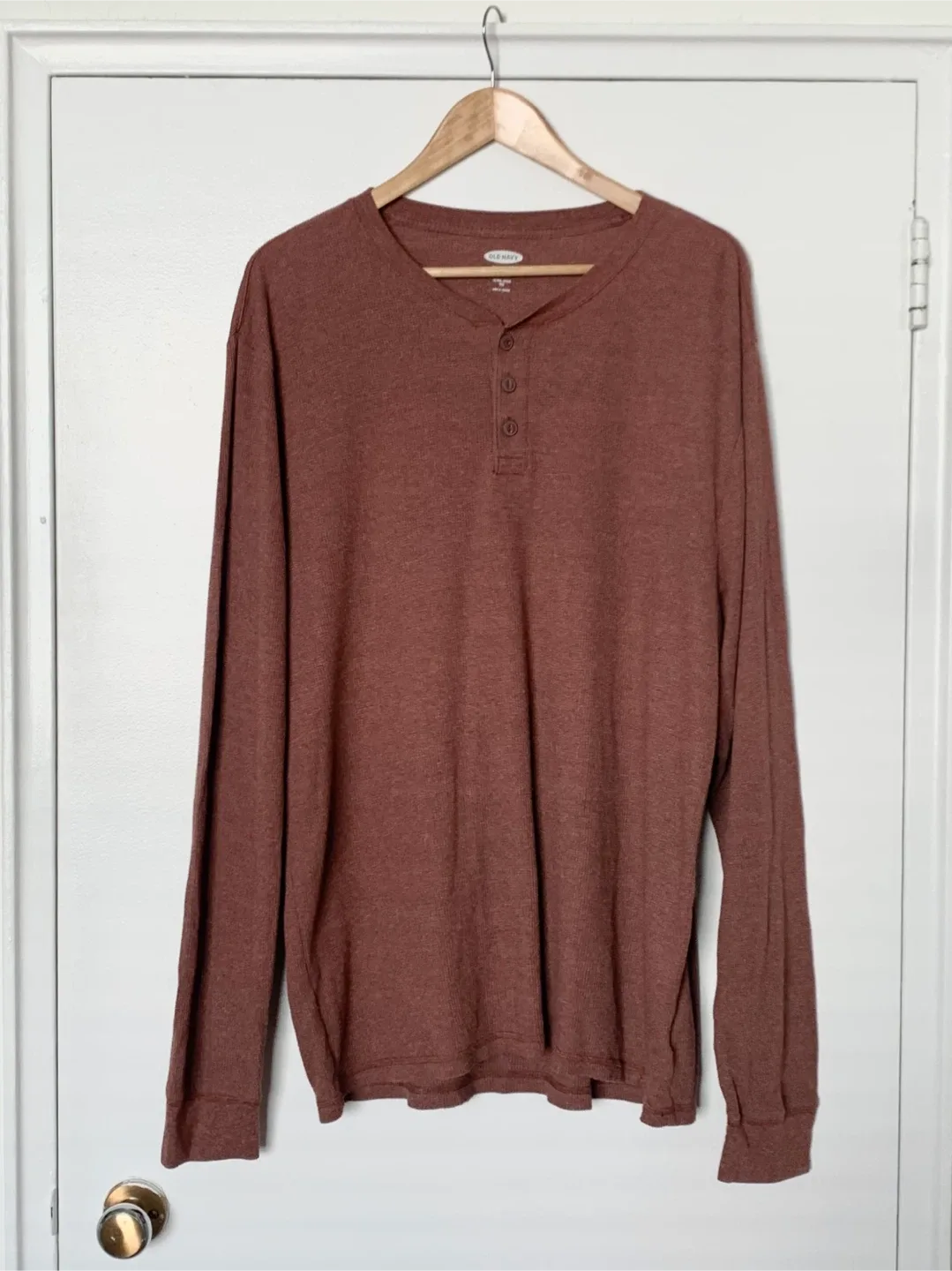 Old Navy Soft Wash Waffle Knit Henley Shirt 🧡 thumbnail
