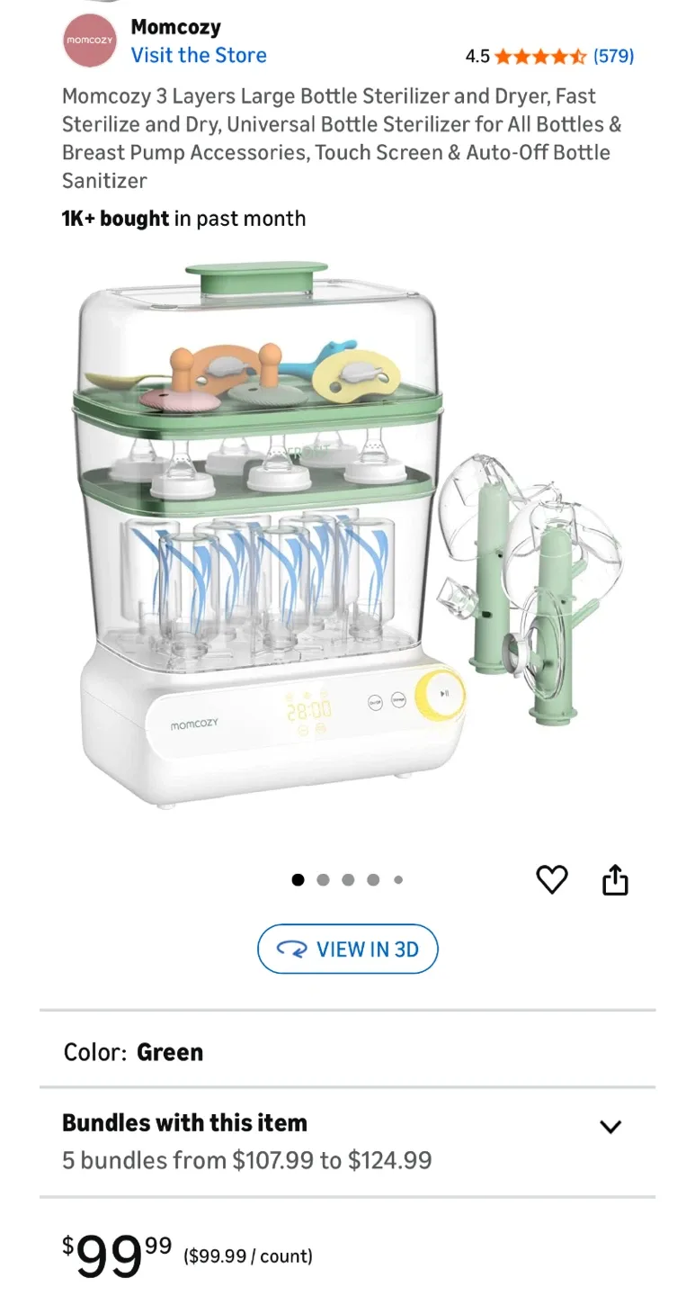 Momcozy 3 Layers Bottle Sterilizer & Dryer - Green image indicator(2)