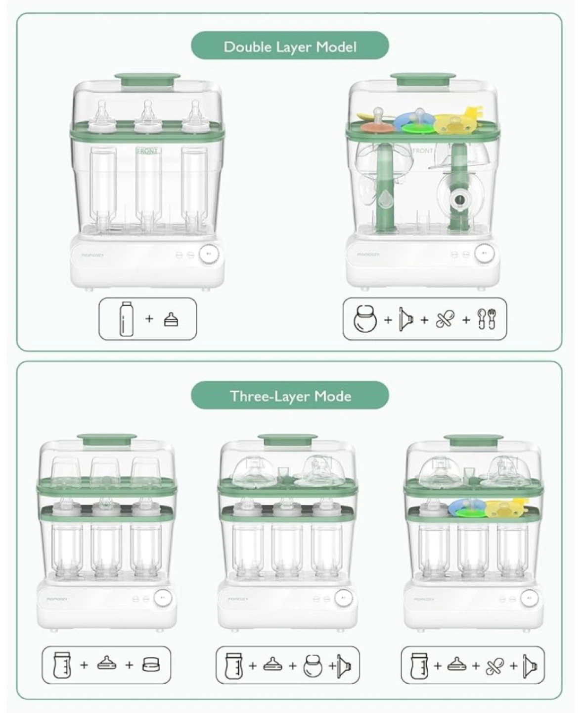 Momcozy 3 Layers Bottle Sterilizer & Dryer - Green - photo 5