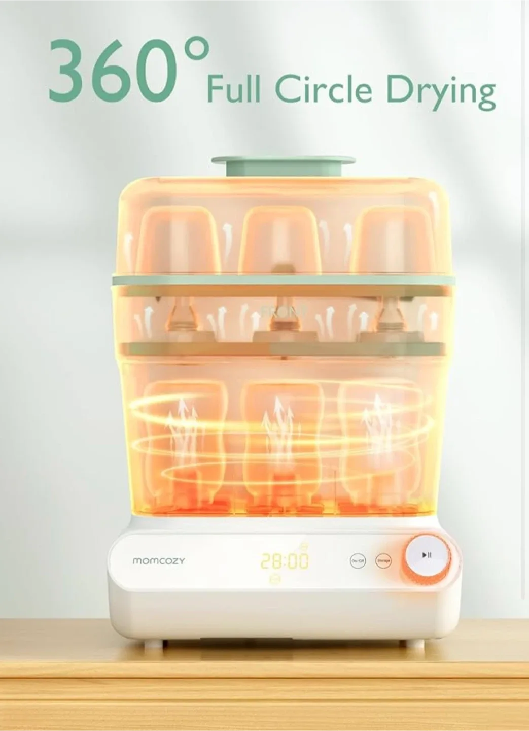 Momcozy 3 Layers Bottle Sterilizer & Dryer - Green image indicator(7)