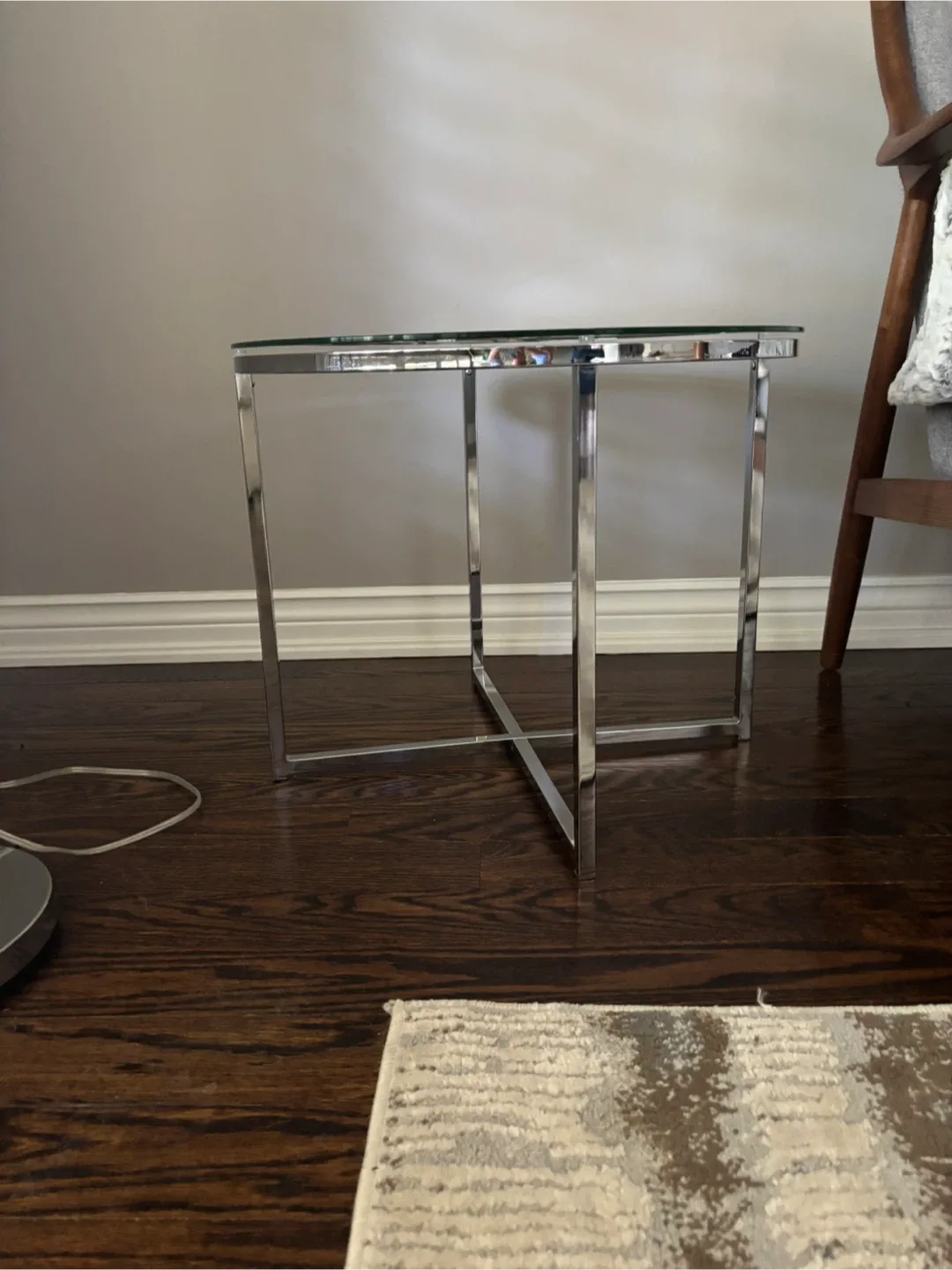 Modern Chrome Floor Lamp & Glass Side Table image indicator(2)