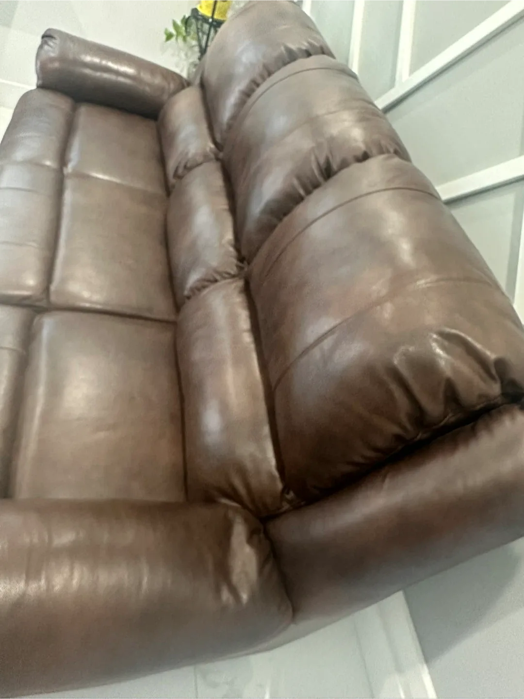 Brown Leather Reclining Sofa image indicator(2)