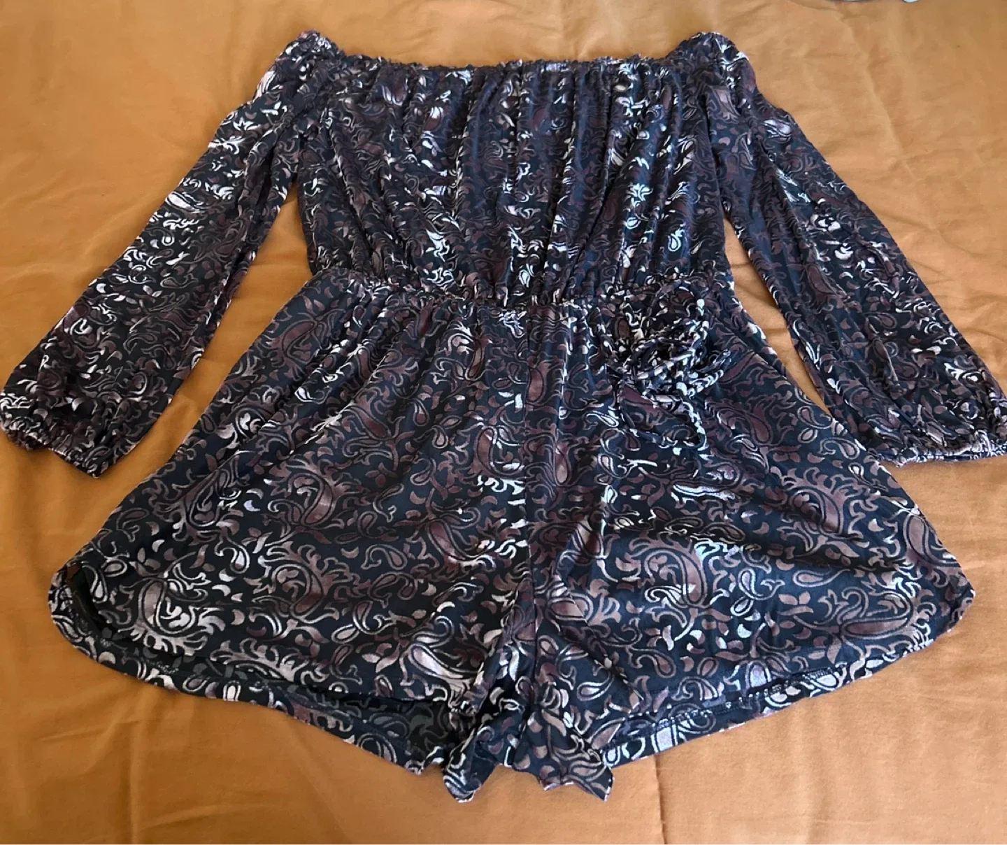 Patterned Off-the-Shoulder Romper thumbnail