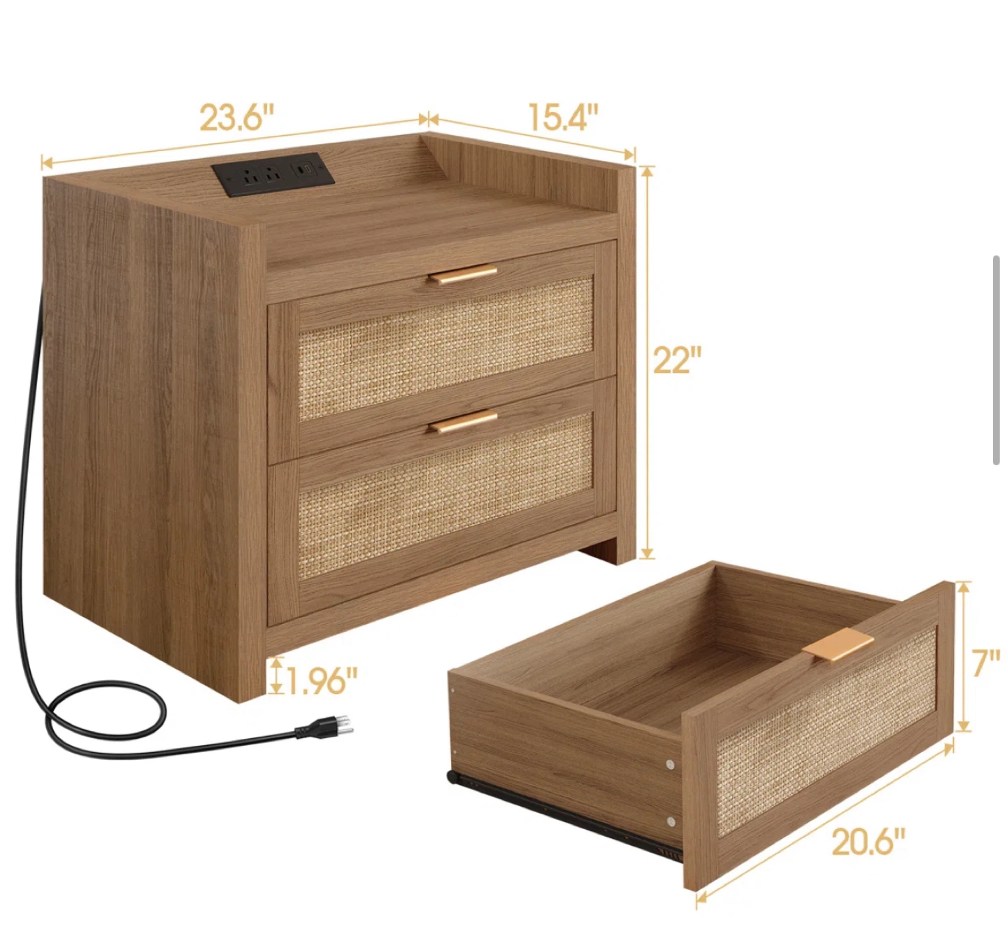 Set of 2 Nightstands with Charging Station - photo 3
