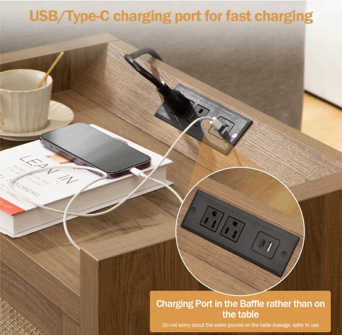Set of 2 Nightstands with Charging Station - photo 5