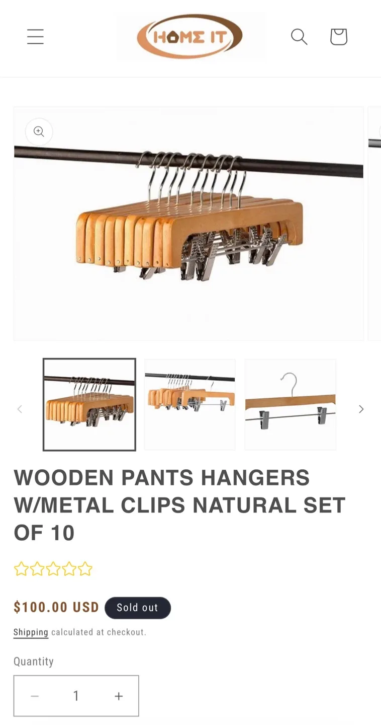 14 Wooden Pants/Skirts Hangers w/ Clips image indicator(3)