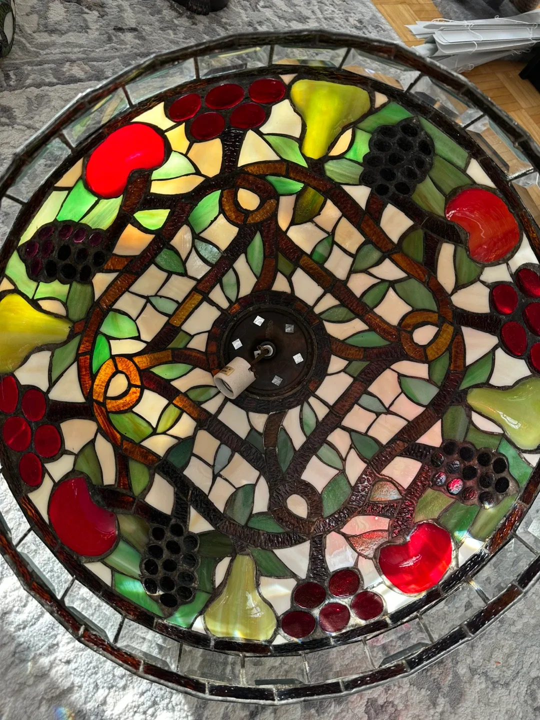 Tiffany style Stained Glass Fruit Pattern Chandelier thumbnail