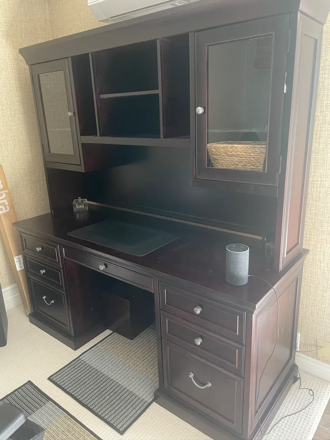 Dark Wood Desk with Hutch image indicator(3)