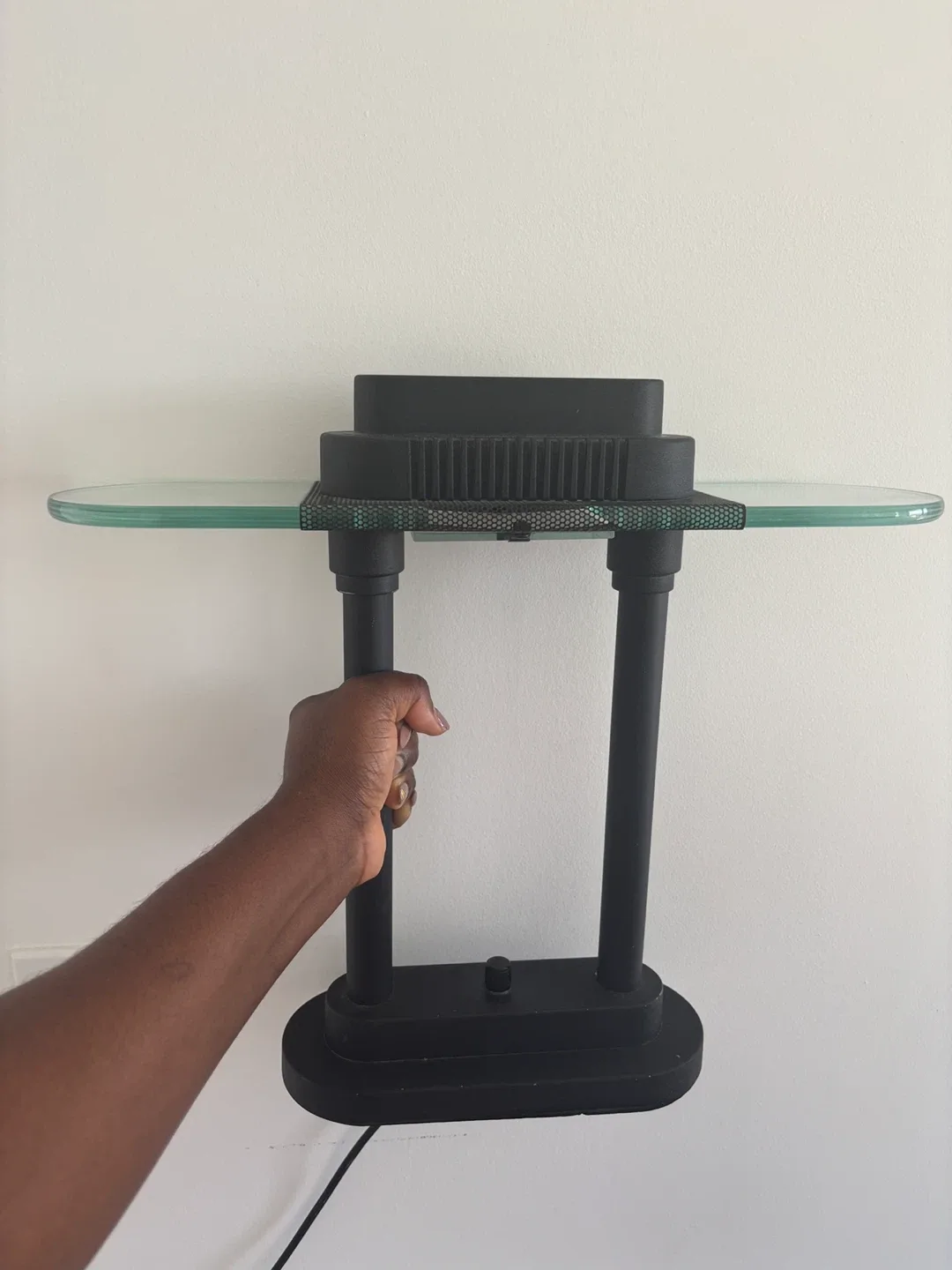 Black vintage Lamp with Glass Shelf image indicator(3)