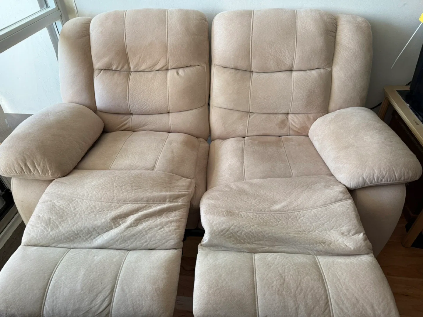 Beige Reclining Loveseat image indicator(3)