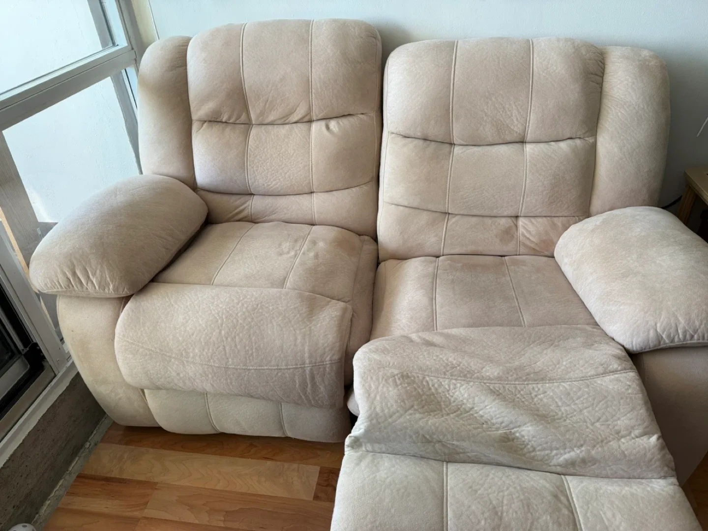 Beige Reclining Loveseat image indicator(2)