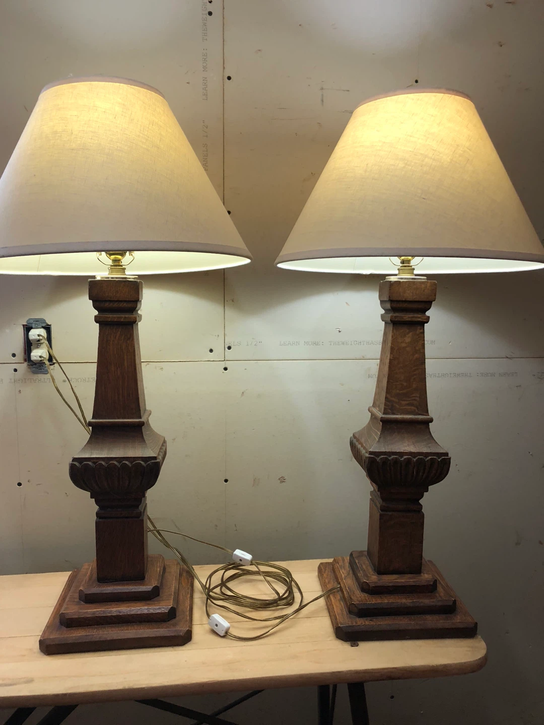 Pair of Wooden Table Lamps
