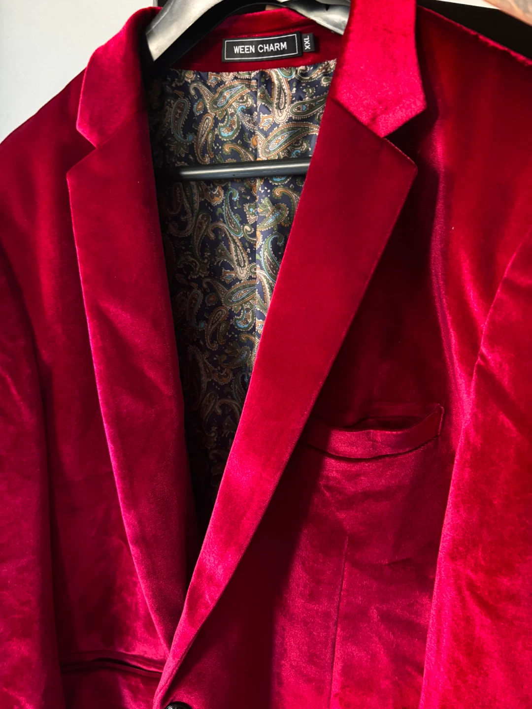 WEEN CHARM Men's Red Velvet Blazer - XXL - photo 2