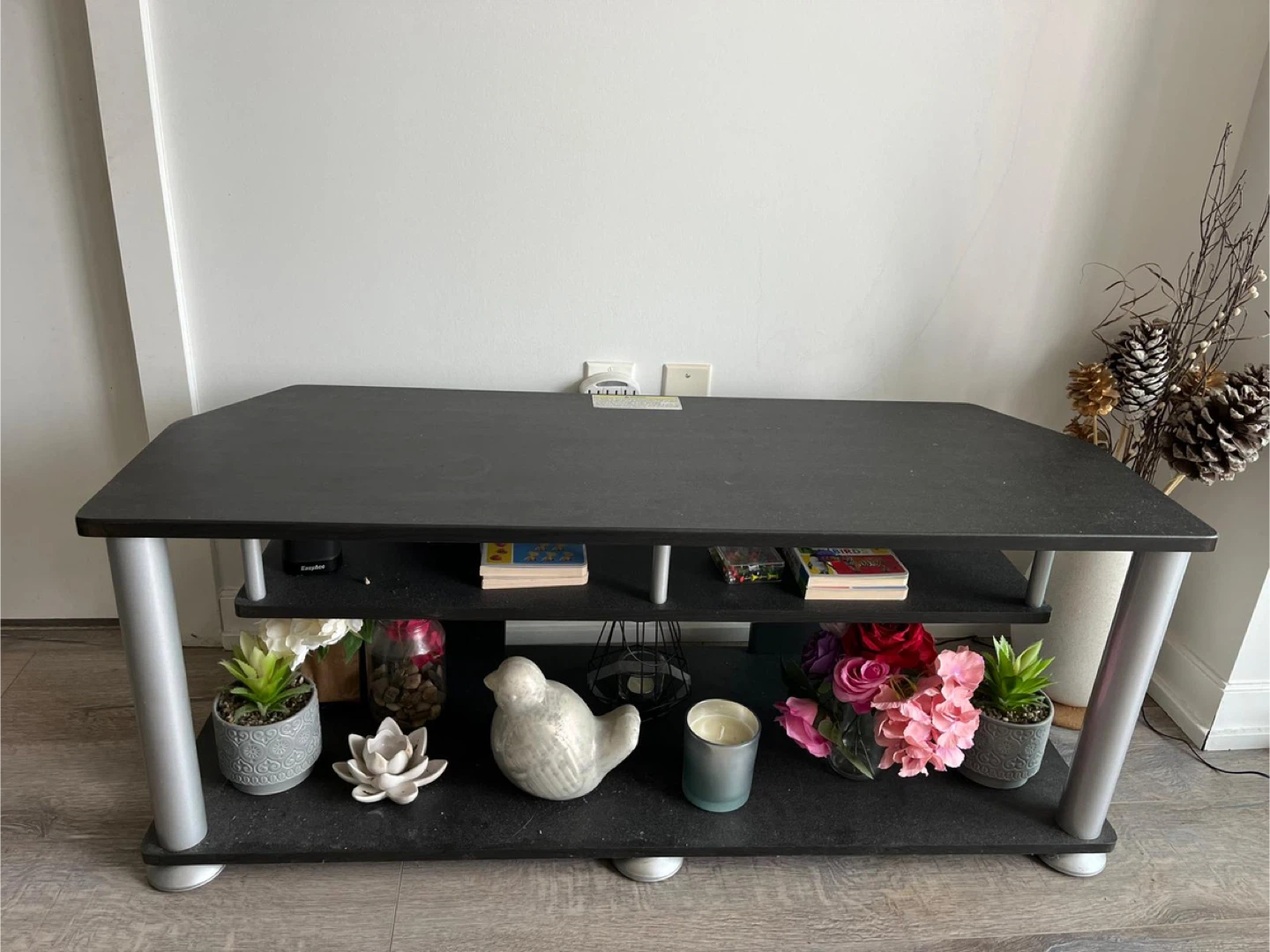 Black TV Stand with Shelves