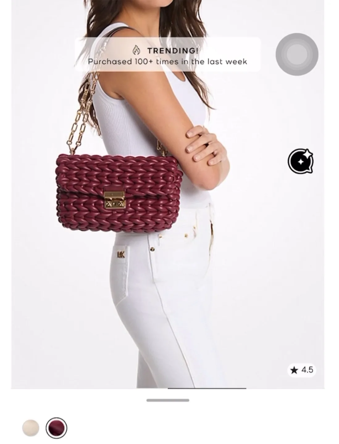 New Michael Kors Tribeca Small Woven Leather Handbag image indicator(4)