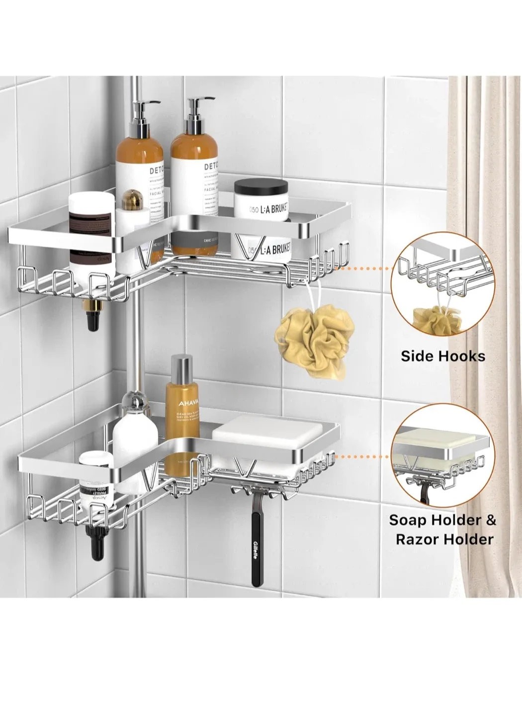 KEGII Corner Shower Caddy - Silver image indicator(2)
