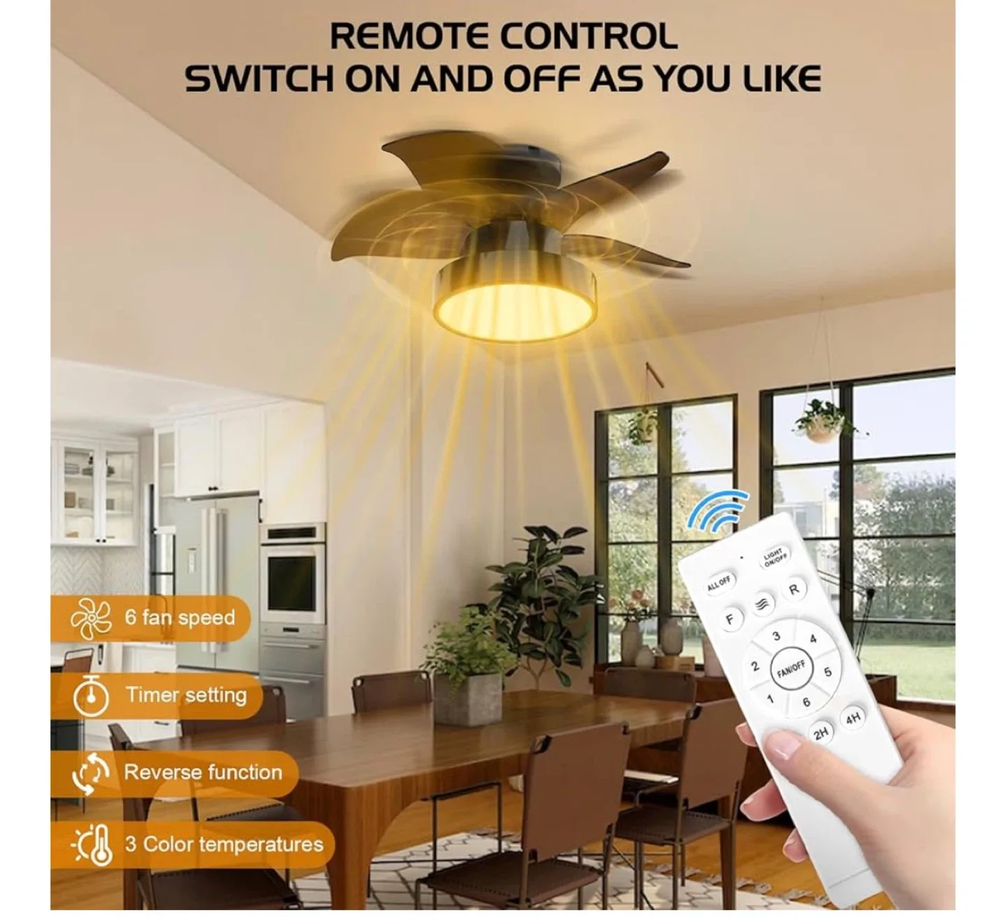 Tomourd 24 inch Ceiling Fan with Light image indicator(2)
