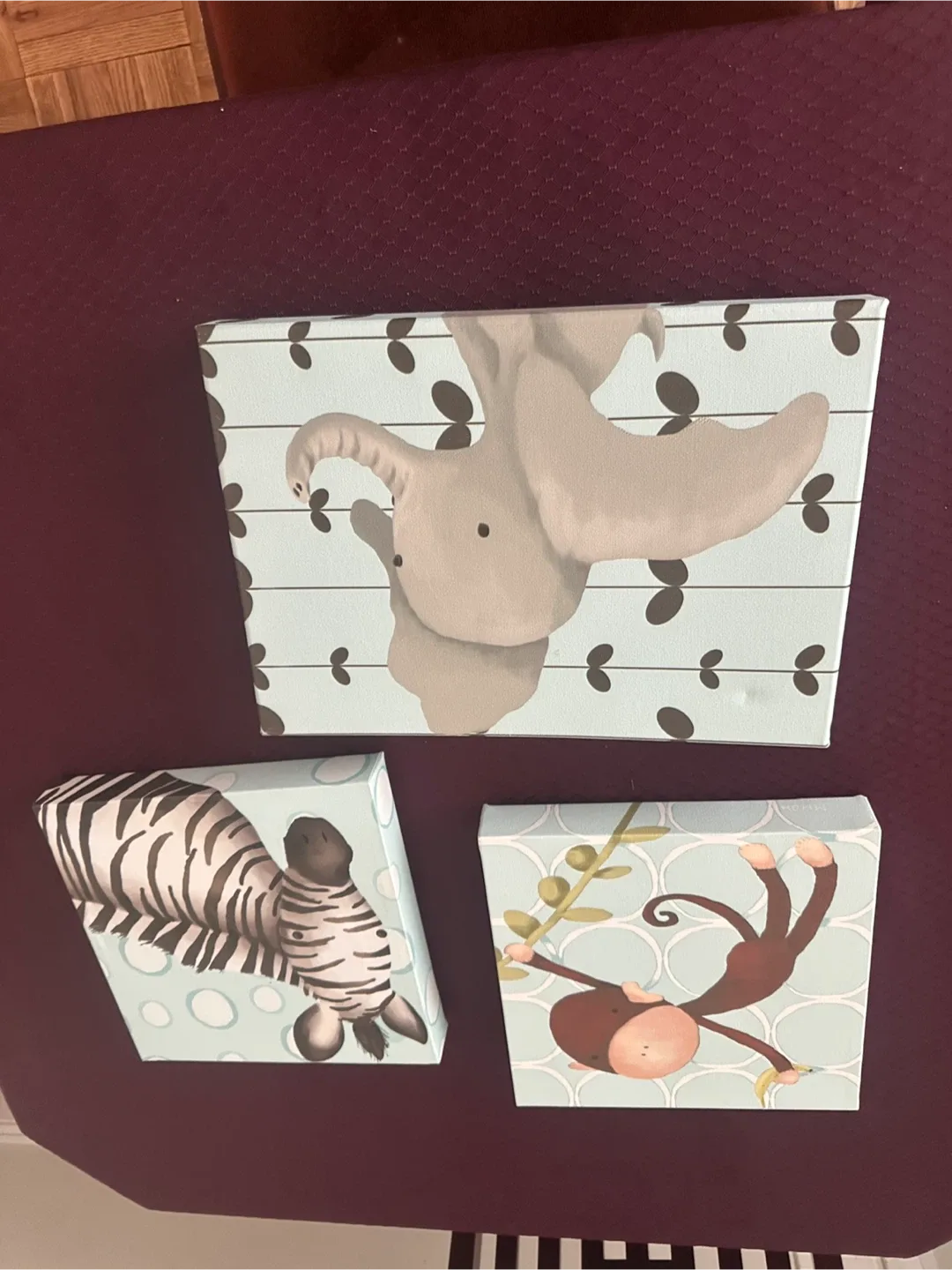 Animal Canvas Wall Art Set - Elephant, Zebra, Monkey thumbnail