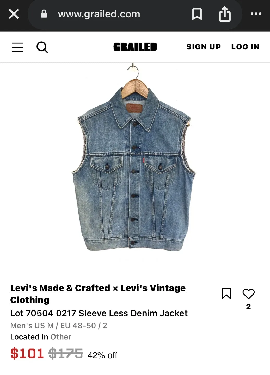 Levi's Denim Vest Medium image indicator(2)