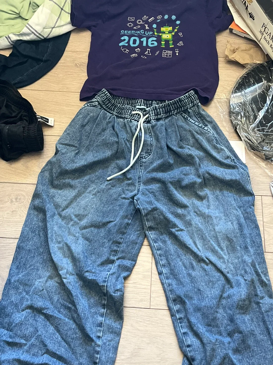 Blue Denim Wide Leg Pants