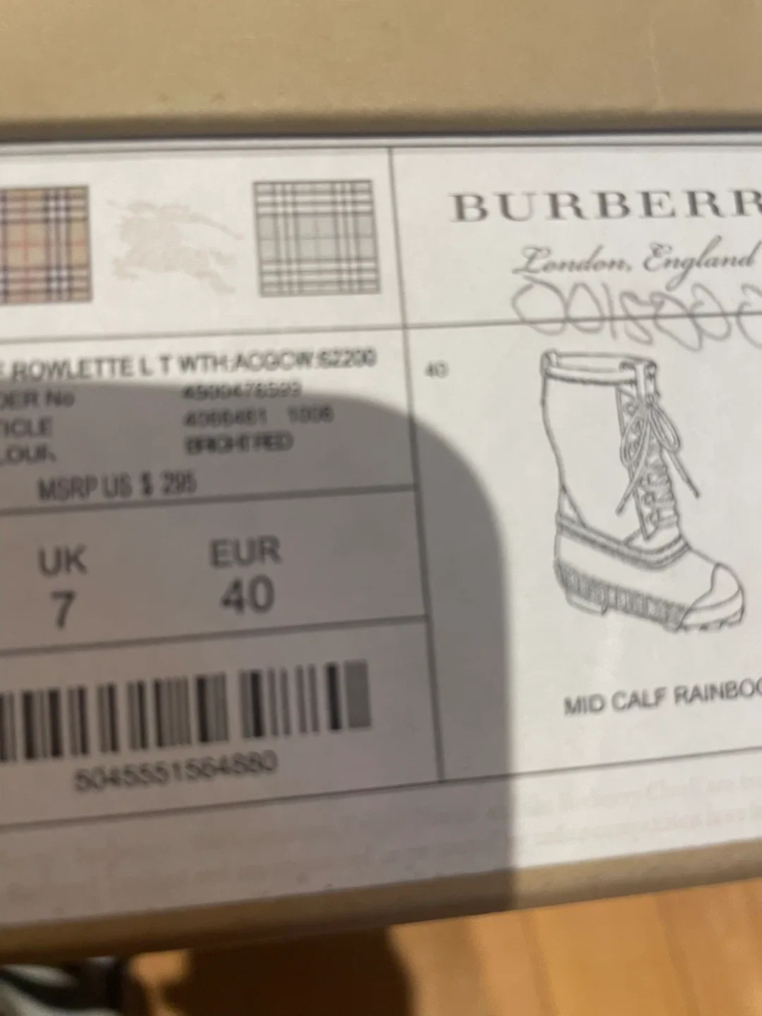 Burberry Plaid Rain Boots, Size 8 image indicator(8)