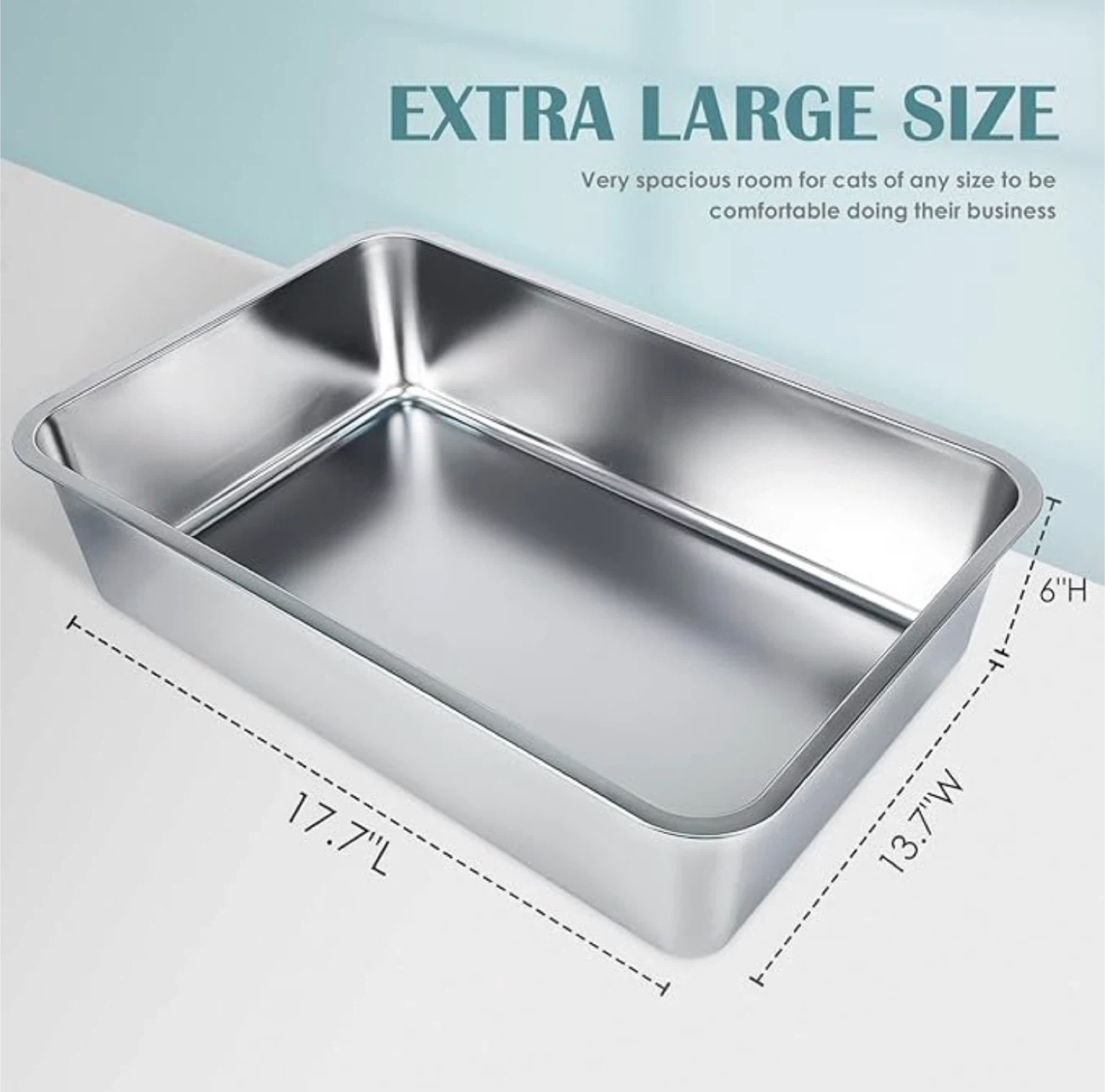 Extra Large Stainless Steel Cat Litter Box - photo 2