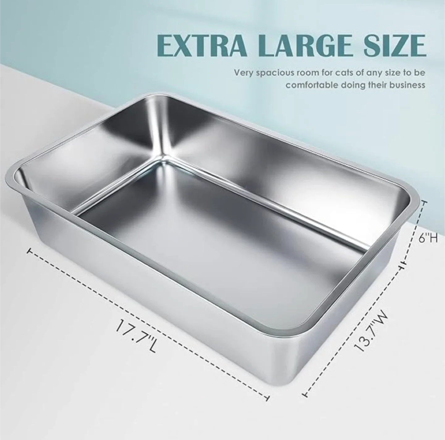Extra Large Stainless Steel Cat Litter Box image indicator(2)