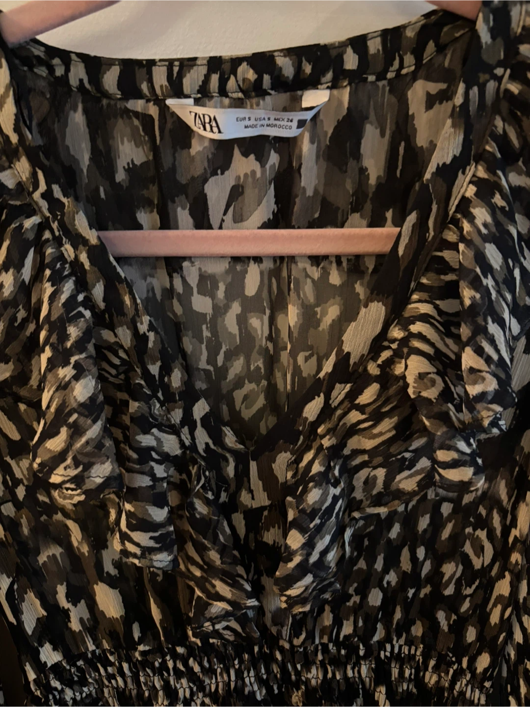 Zara animal print dress cinched waist chiffon dress - photo 4