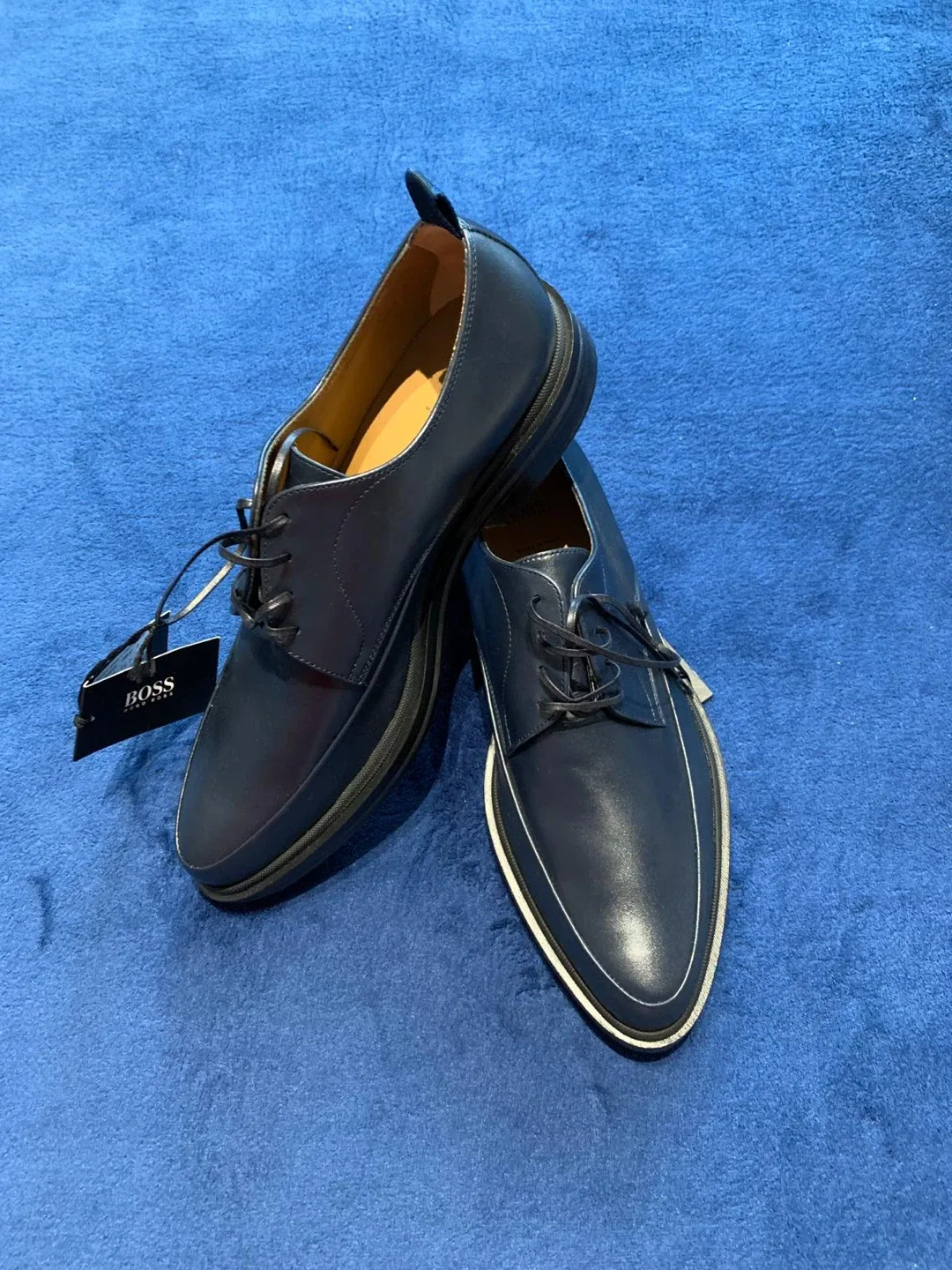 Hugo Boss Blue Leather Dress Shoes - New with Tags image indicator(3)