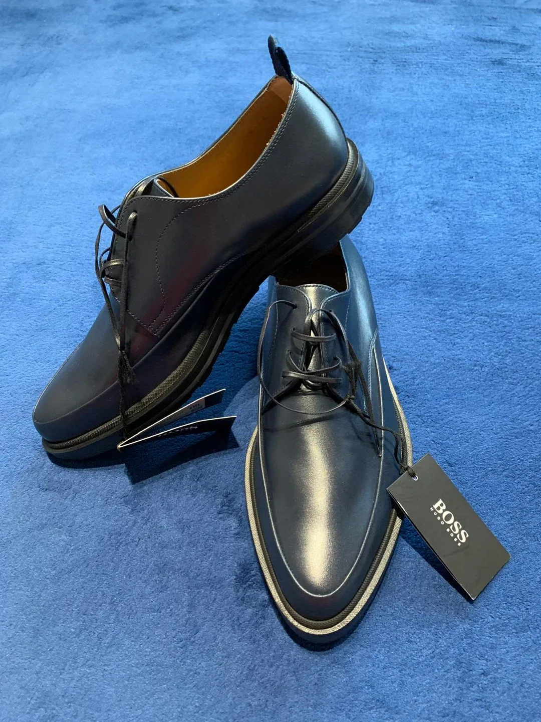 Hugo Boss Blue Leather Dress Shoes - New with Tags image indicator(7)