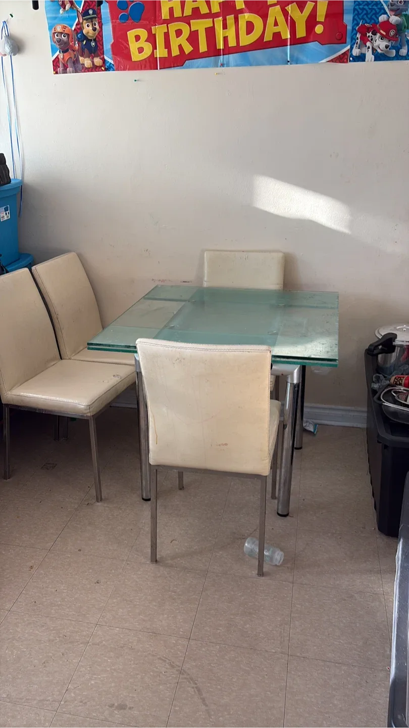 Glass Top Dining Table with 4 Chairs image indicator(3)