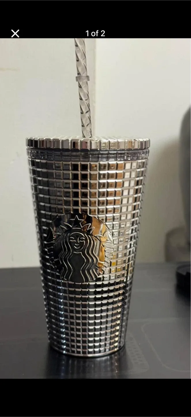 Starbucks Silver Grid Cold Cup - 16 fl oz