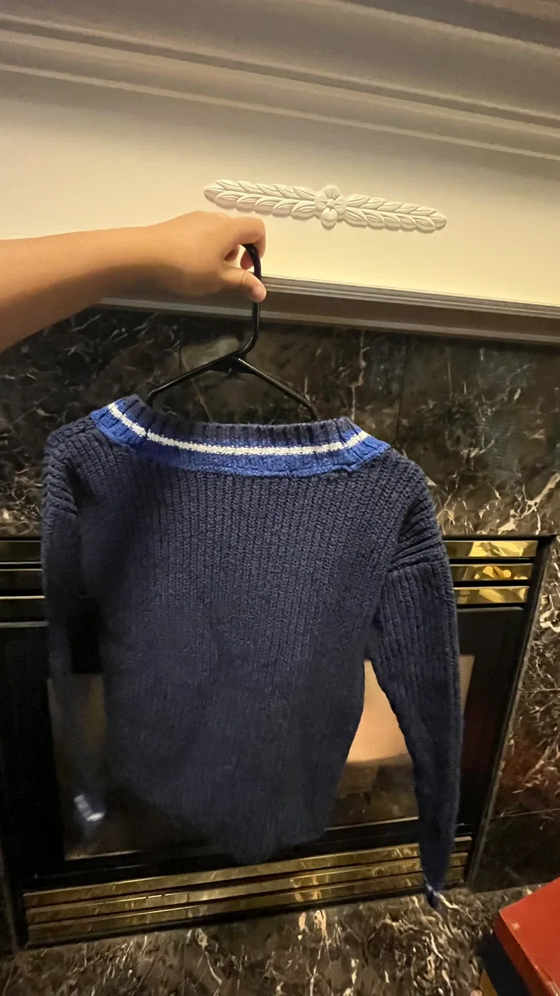 Tommy Hilfiger Navy Blue V-Neck Sweater image indicator(2)