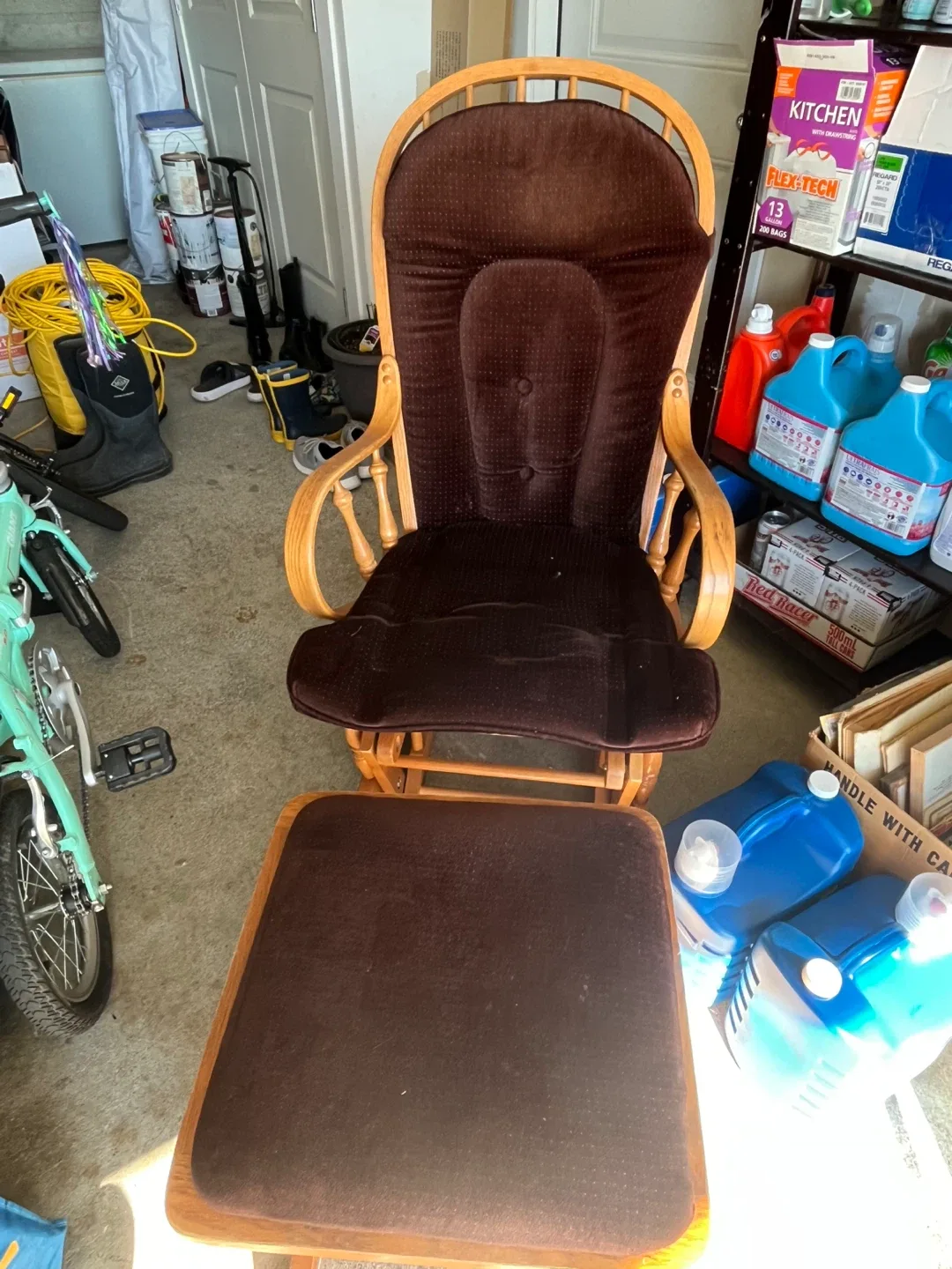 Rocking Chair with Ottoman - Brown thumbnail
