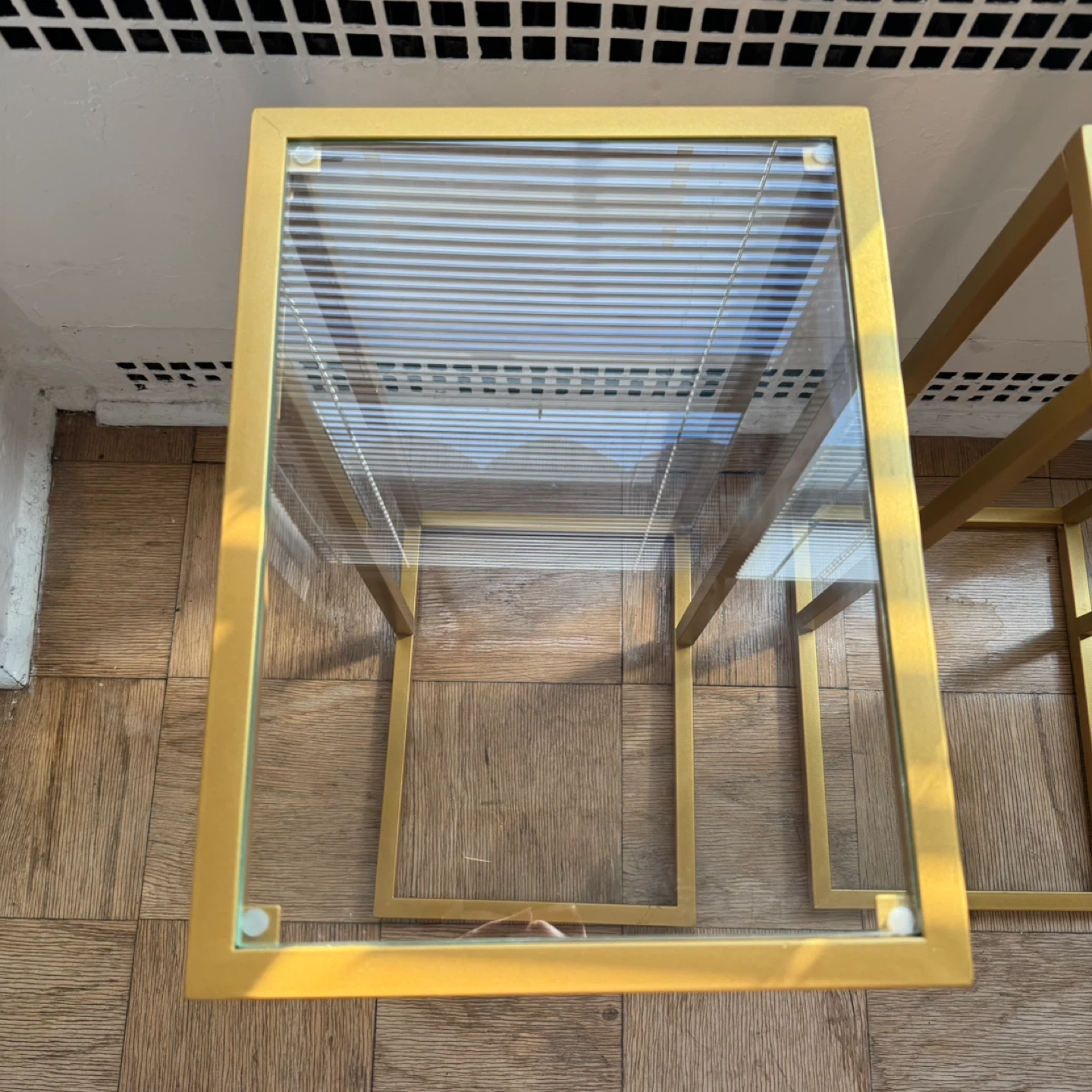2 Gold Metal & Glass C-Shaped Side Tables - photo 3