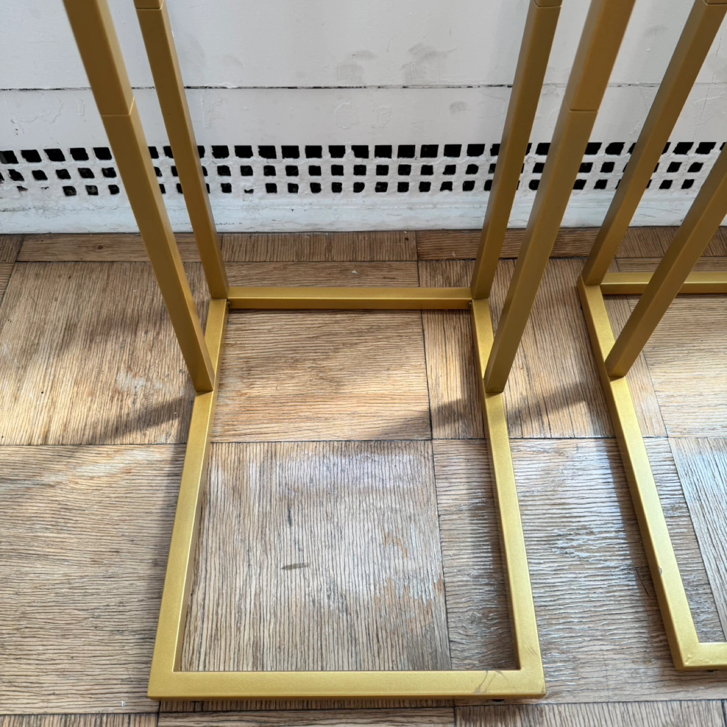 2 Gold Metal & Glass C-Shaped Side Tables - photo 4