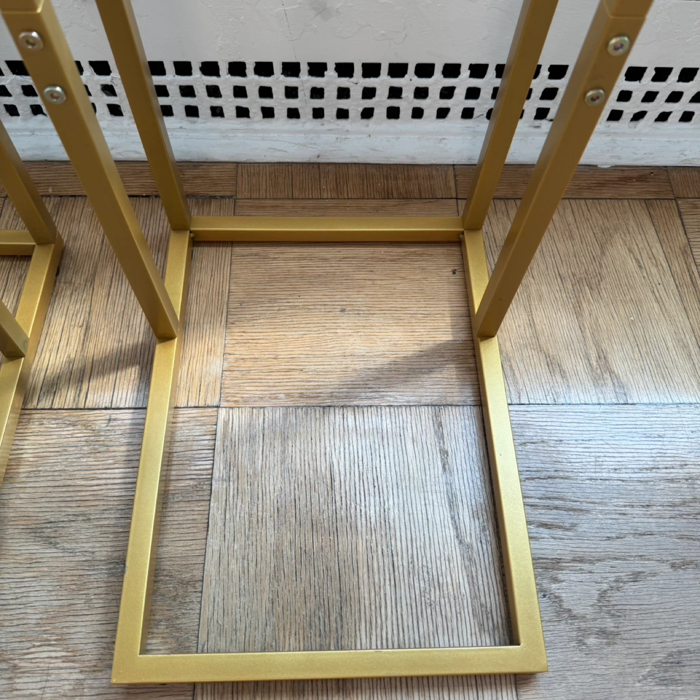 2 Gold Metal & Glass C-Shaped Side Tables - photo 5