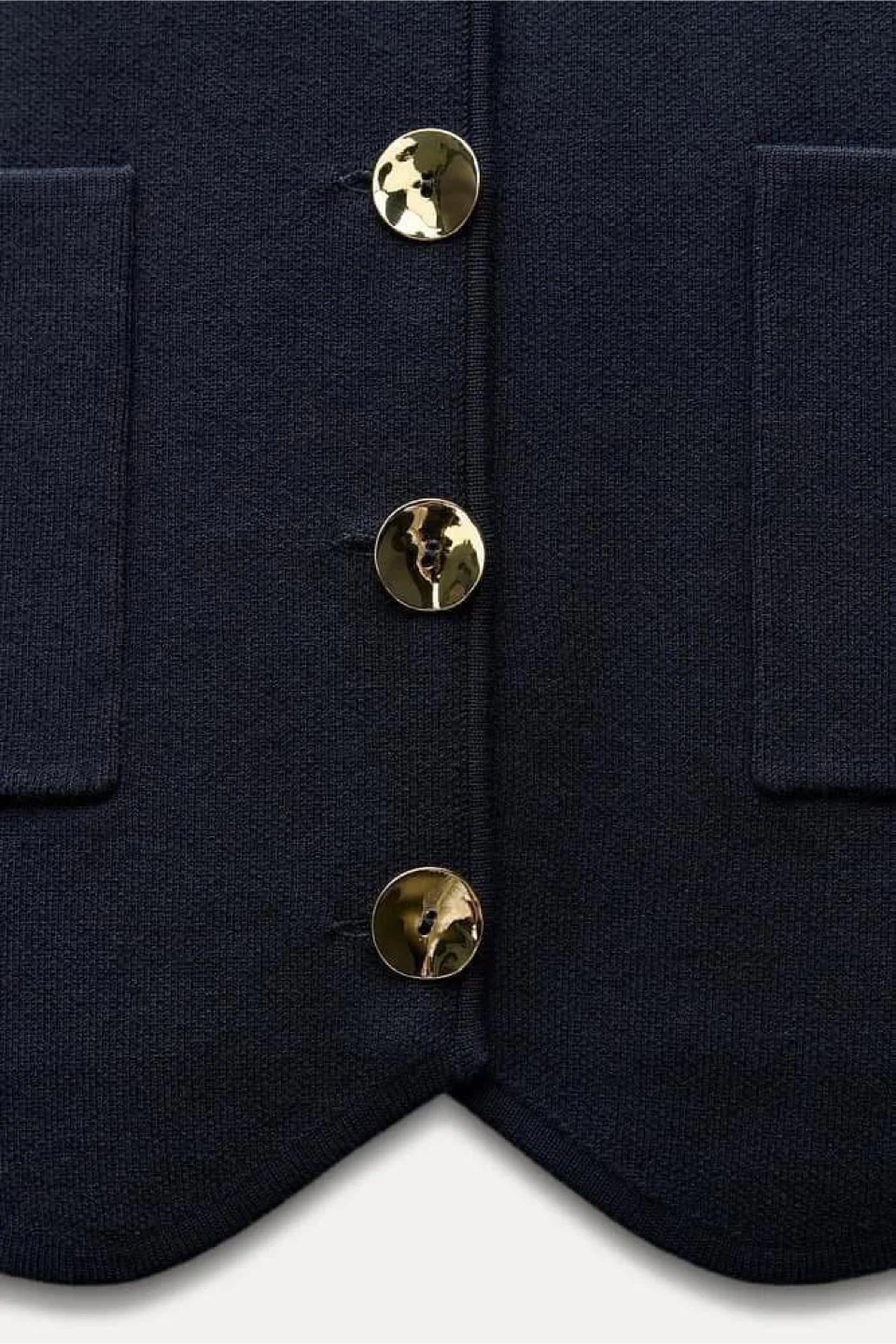 New Zara knitted navy blue vest with gold buttons M - photo 4