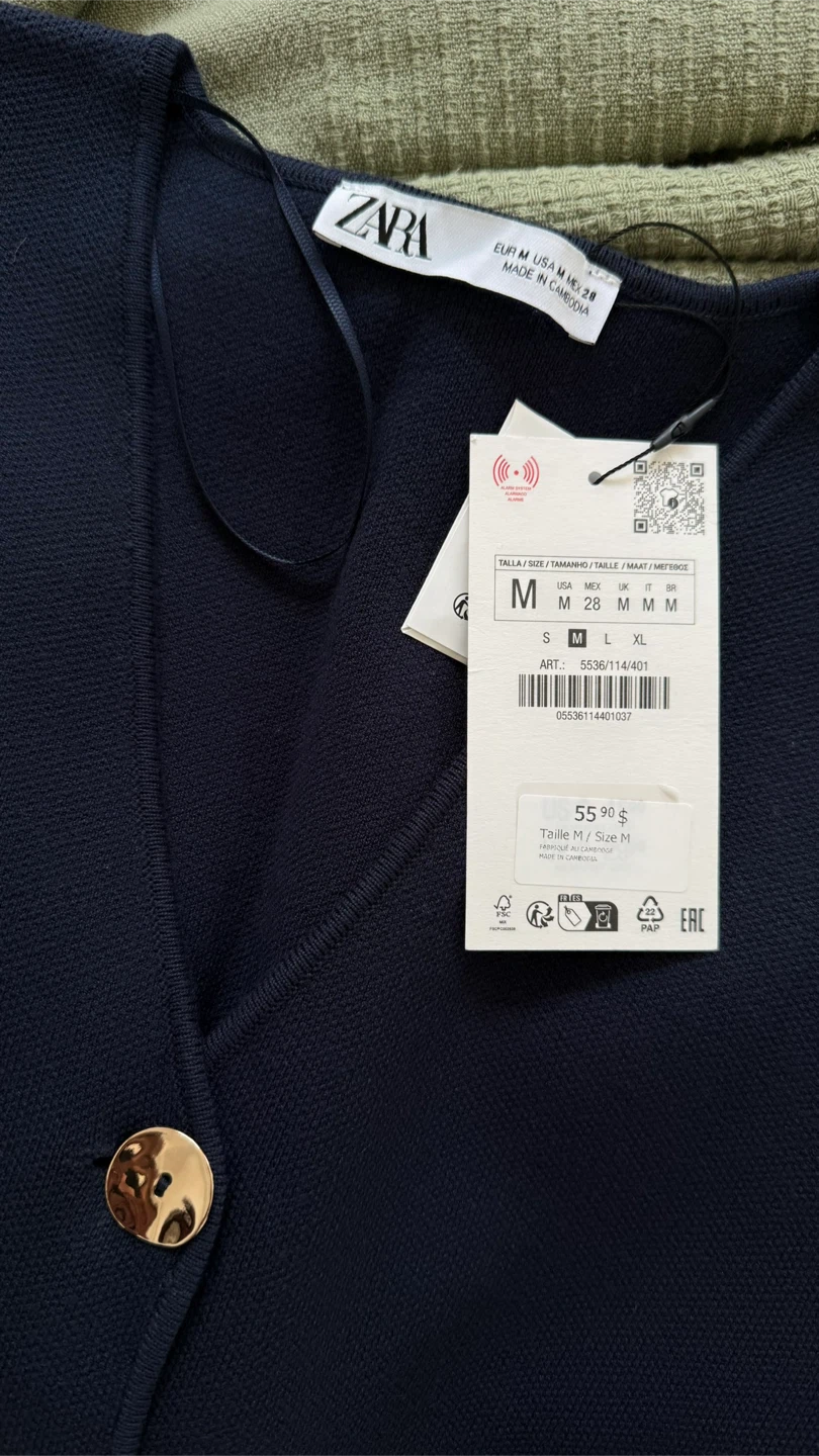New Zara knitted navy blue vest with gold buttons M - photo 5