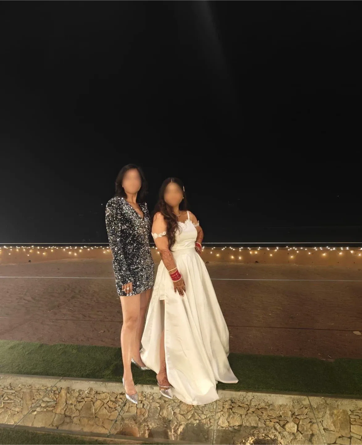 Elegant White Off-Shoulder Gown with Slit image indicator(2)